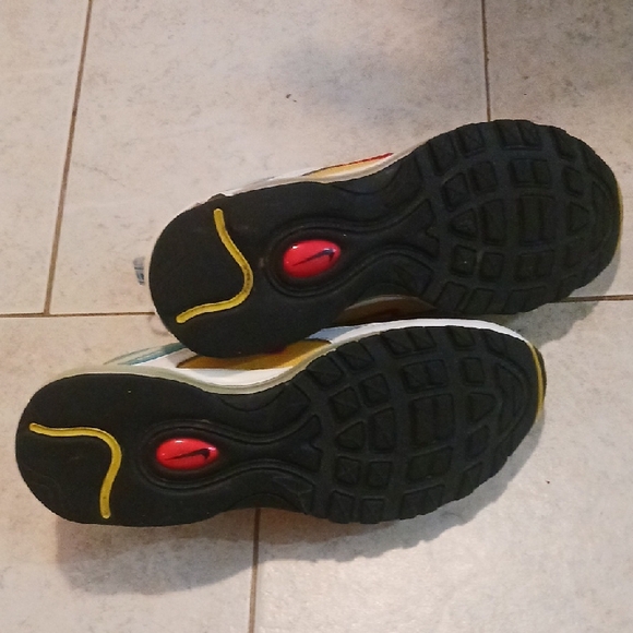 Nike Mens Air Max 97 Aqua Blue and White Sneakers - Picture 3 of 4